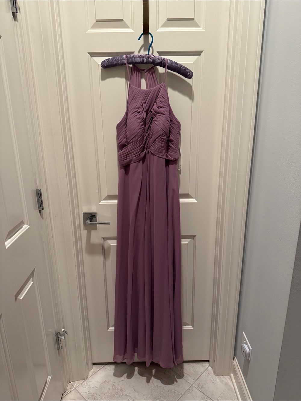 Azazie Dusty Mauve Halter Chiffon Gown